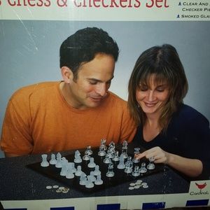Cardinal solid glass chess and checkers set